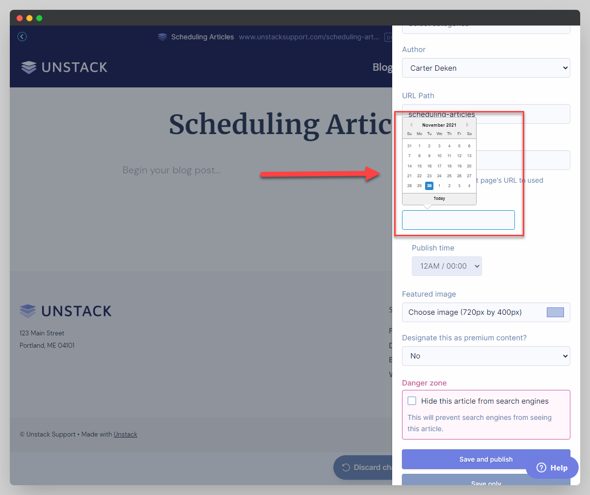 Authoring Date and Publication Time