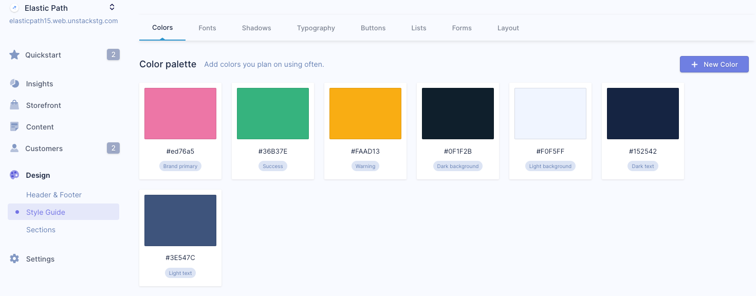 color palette in style guide